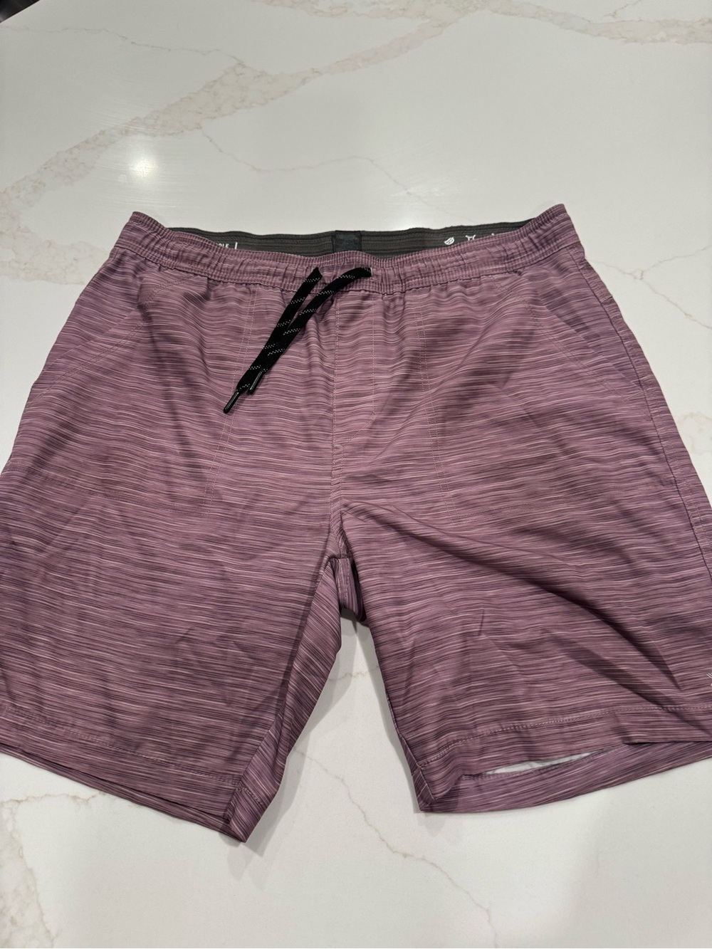 Kenneth Cole Heathered Mauve Men's Swim Trunks with Black Drawstring